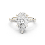 Gold Ring DDLR-259, Pear center stone, White Gold