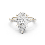 Gold Ring DDLR-259, Pear center stone, White Gold