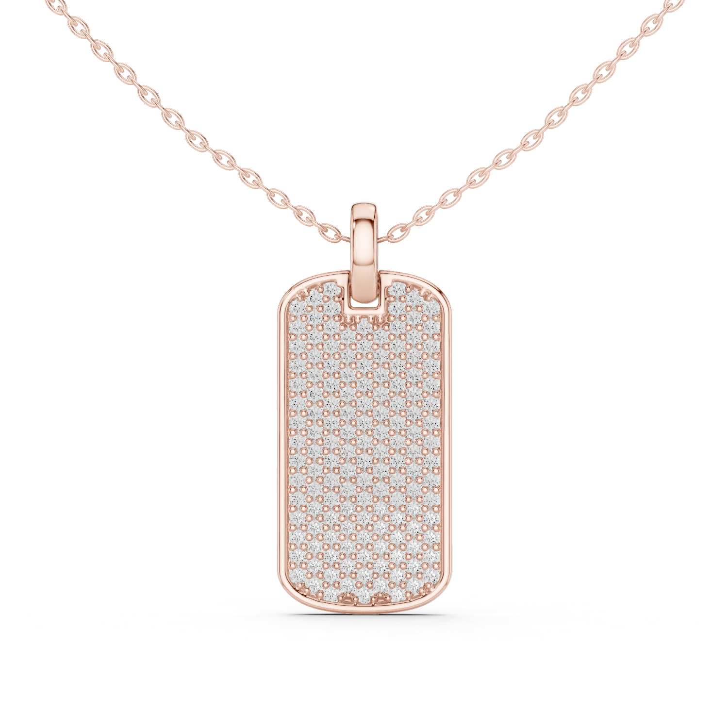 14K Solid Gold Lab Diamond Pendant Necklace, Rose Gold