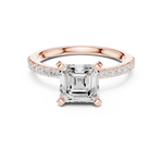 Gold Ring DDLR-040, Asscher center stone, Rose Gold, view 4