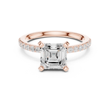 Gold Ring DDLR-040, Asscher center stone, Rose Gold, view 4