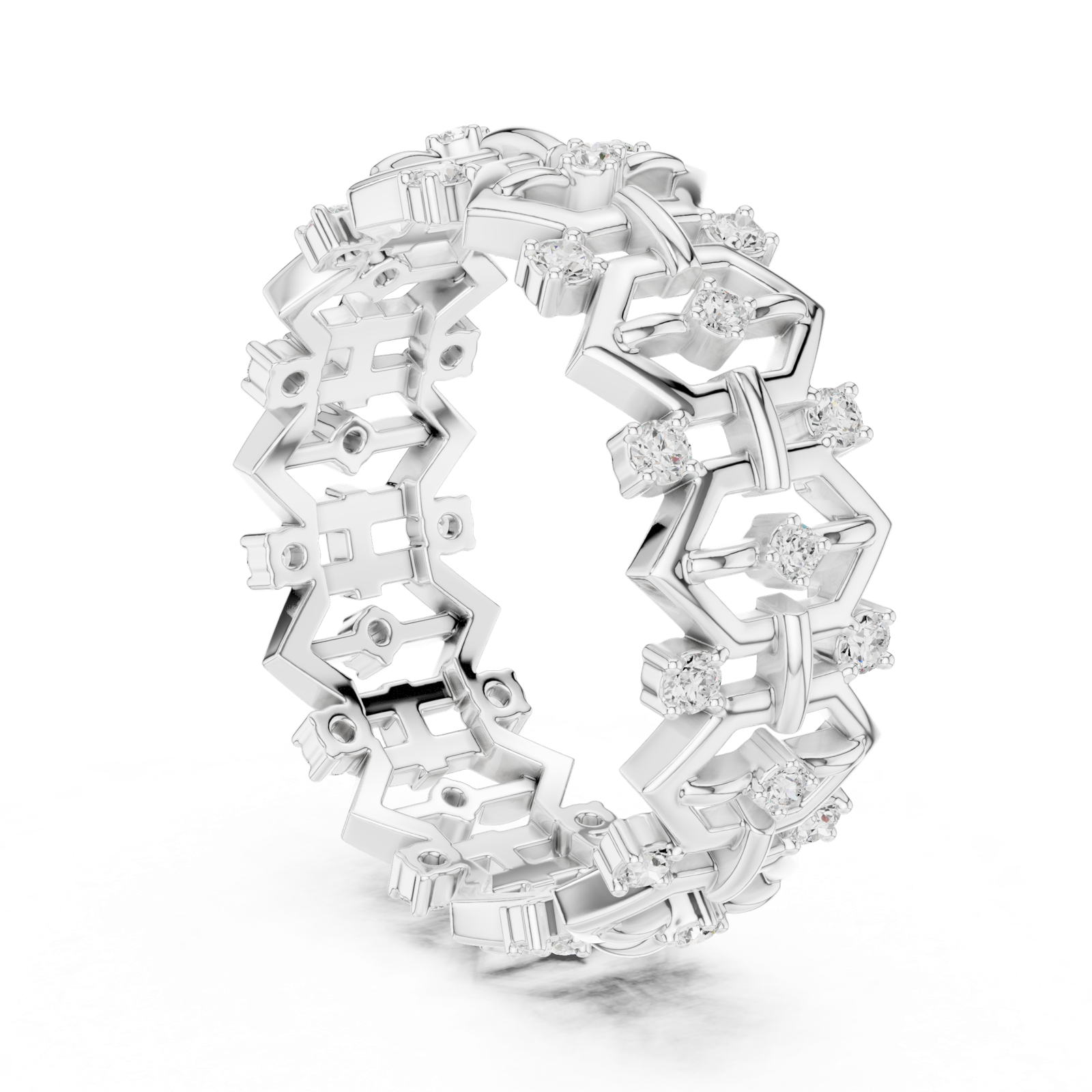 Gold Ring R29, White Gold, view 1
