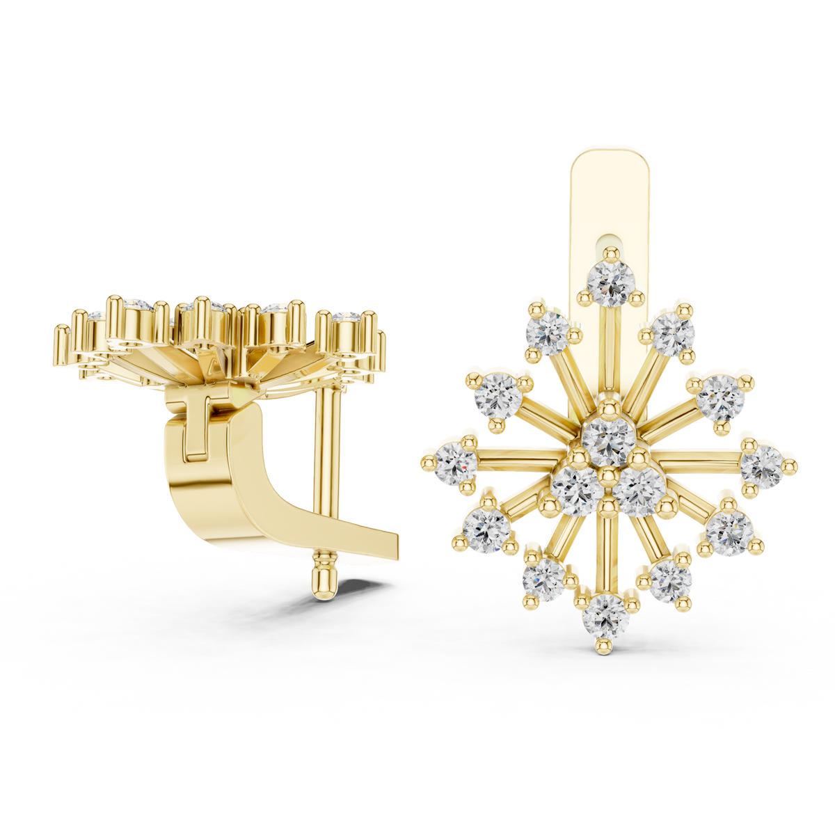 14K Solid Gold Lab Diamond Star Drop Earrings, Yellow Gold, view 1