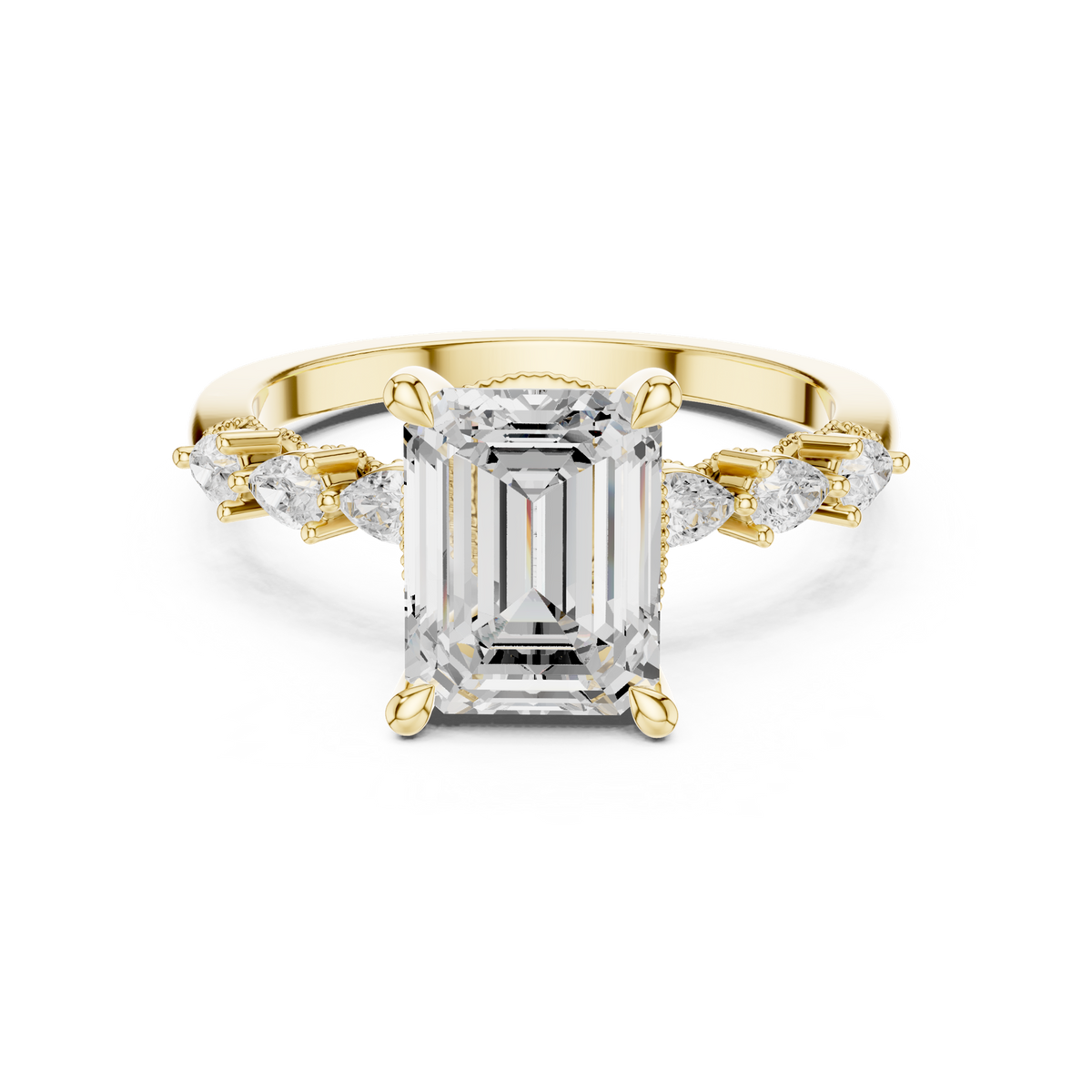 14K Solid Gold Lab Diamond Solitaire Ring, Yellow Gold