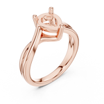 Gold Twisted Band Solitaire Engagement Ring, Pear center stone, Rose Gold, view 2