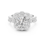 Gold Ring DDLR-442, Princess center stone, White Gold, view 4