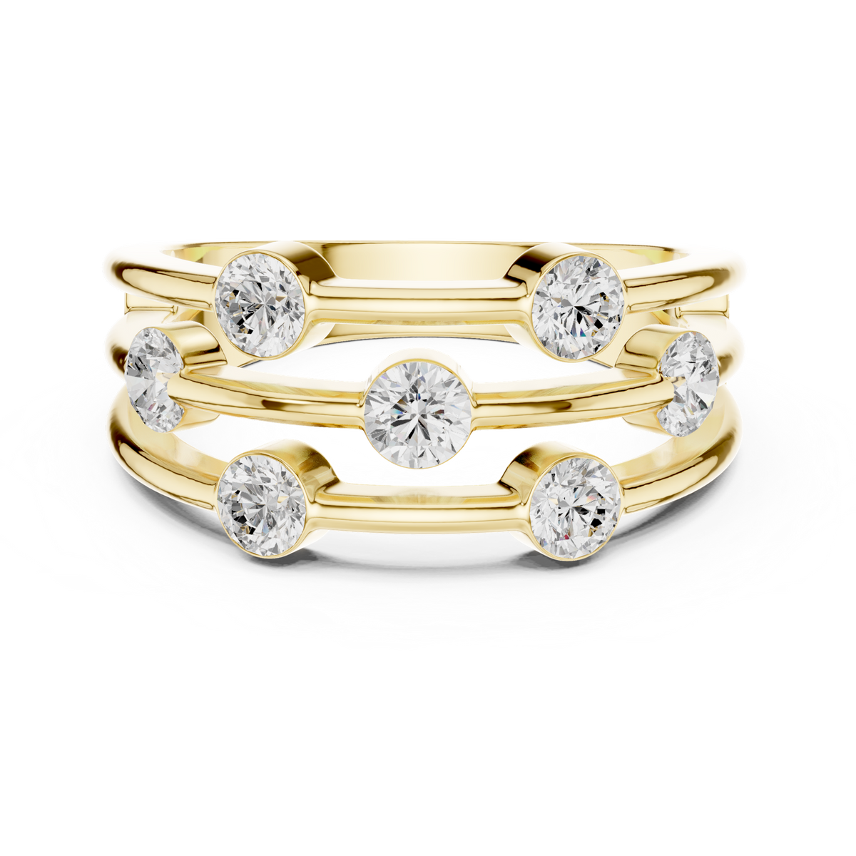 14K Solid Gold Lab Diamond Band Ring, Yellow Gold