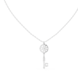 14K Solid Gold Lab Diamond Pendant Necklace, White Gold, view 1