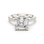 Gold Ring, Asscher center stone, White Gold