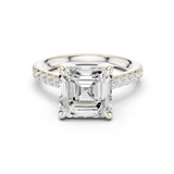 Gold Ring, Asscher center stone, White Gold