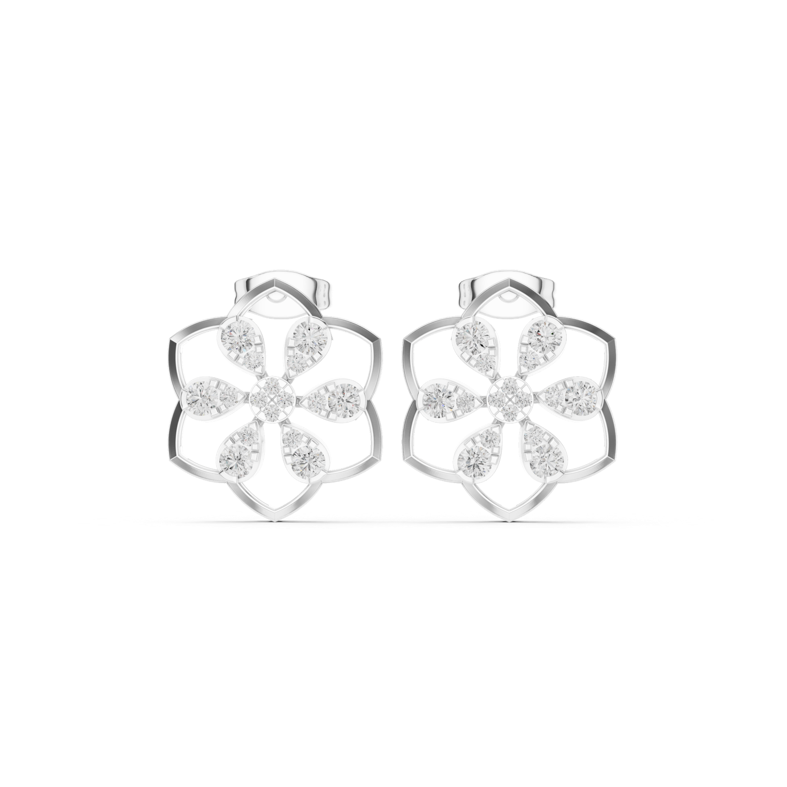 Gold Earrings 9-10018PE, White Gold
