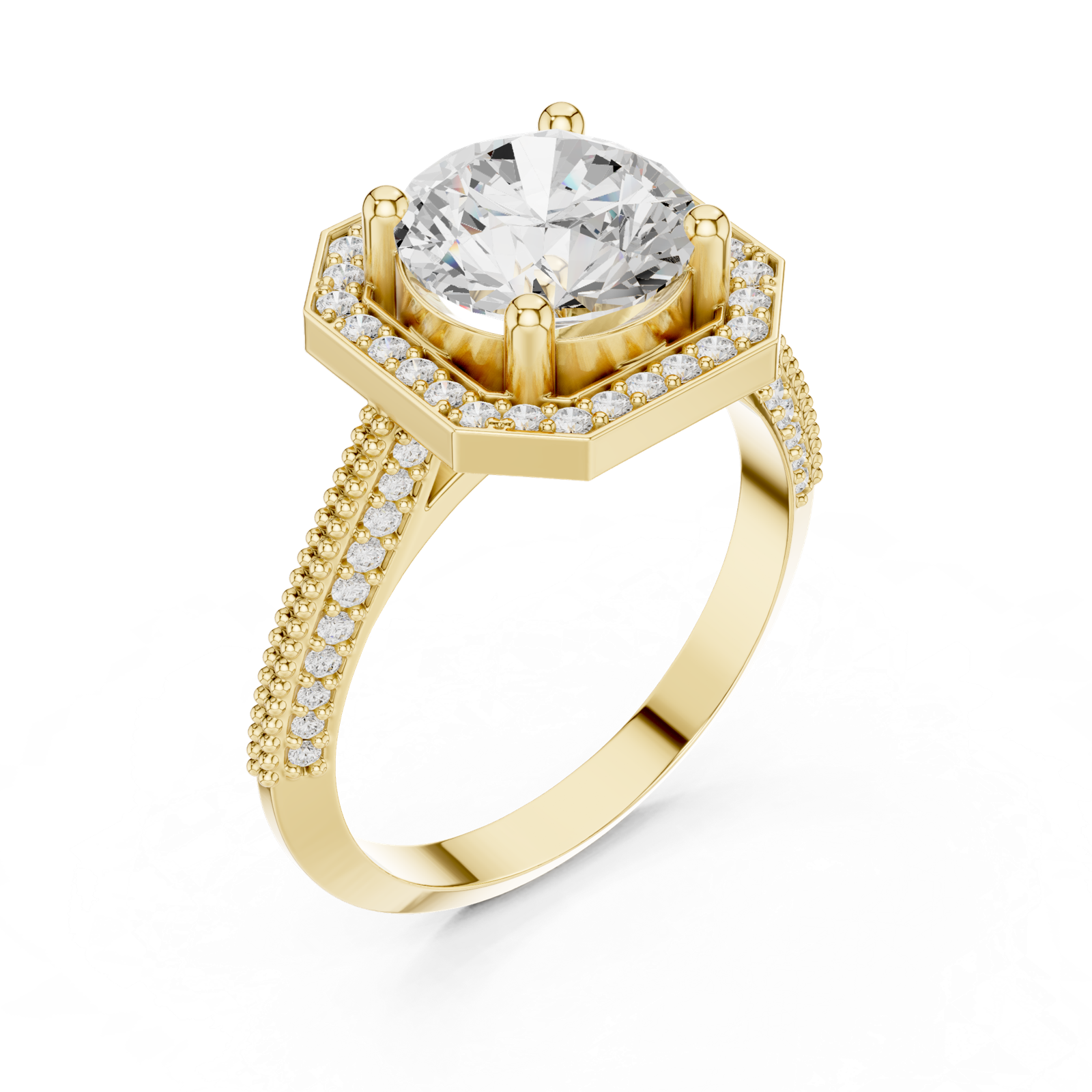 Gold Ring DDLR-407, Yellow Gold, view 2