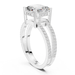 Gold Jewelry, Asscher center stone, White Gold, view 1