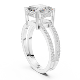 Gold Jewelry, Asscher center stone, White Gold, view 1