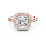 Gold Ring, Asscher center stone, Rose Gold, view 4