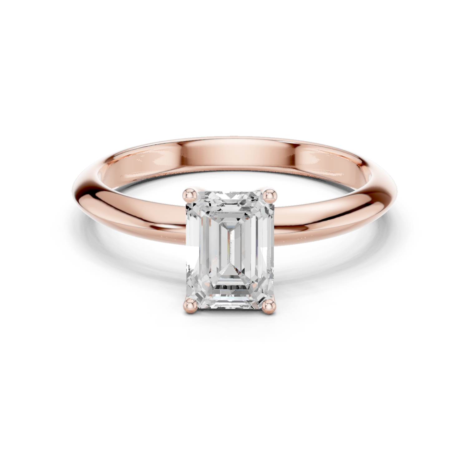 Gold Jewelry L36-6, Emerald center stone, Rose Gold