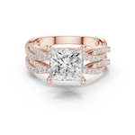 Gold Ring DDLR-300, Princess center stone, Rose Gold