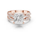 Gold Ring DDLR-300, Princess center stone, Rose Gold