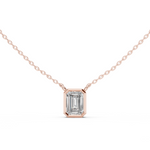 14K Solid Gold Lab Diamond Solitaire Pendant Necklace, Rose Gold