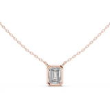 14K Solid Gold Lab Diamond Solitaire Pendant Necklace, Rose Gold