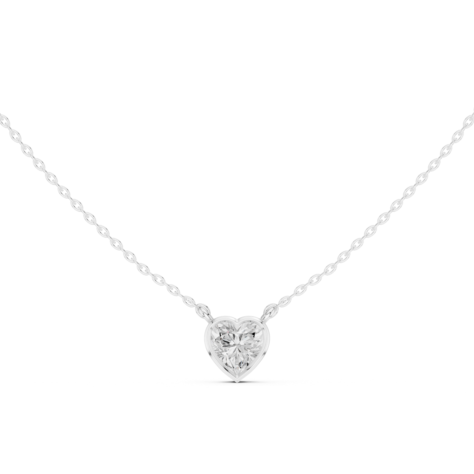 Gold Jewelry DDPS-001, Heart center stone, White Gold, view 4