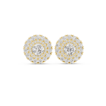 14K Solid Gold Lab Diamond Halo Earrings, Yellow Gold