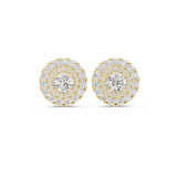 14K Solid Gold Lab Diamond Halo Earrings, Yellow Gold