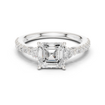 Gold Ring, Asscher center stone, White Gold