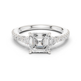 Gold Ring, Asscher center stone, White Gold