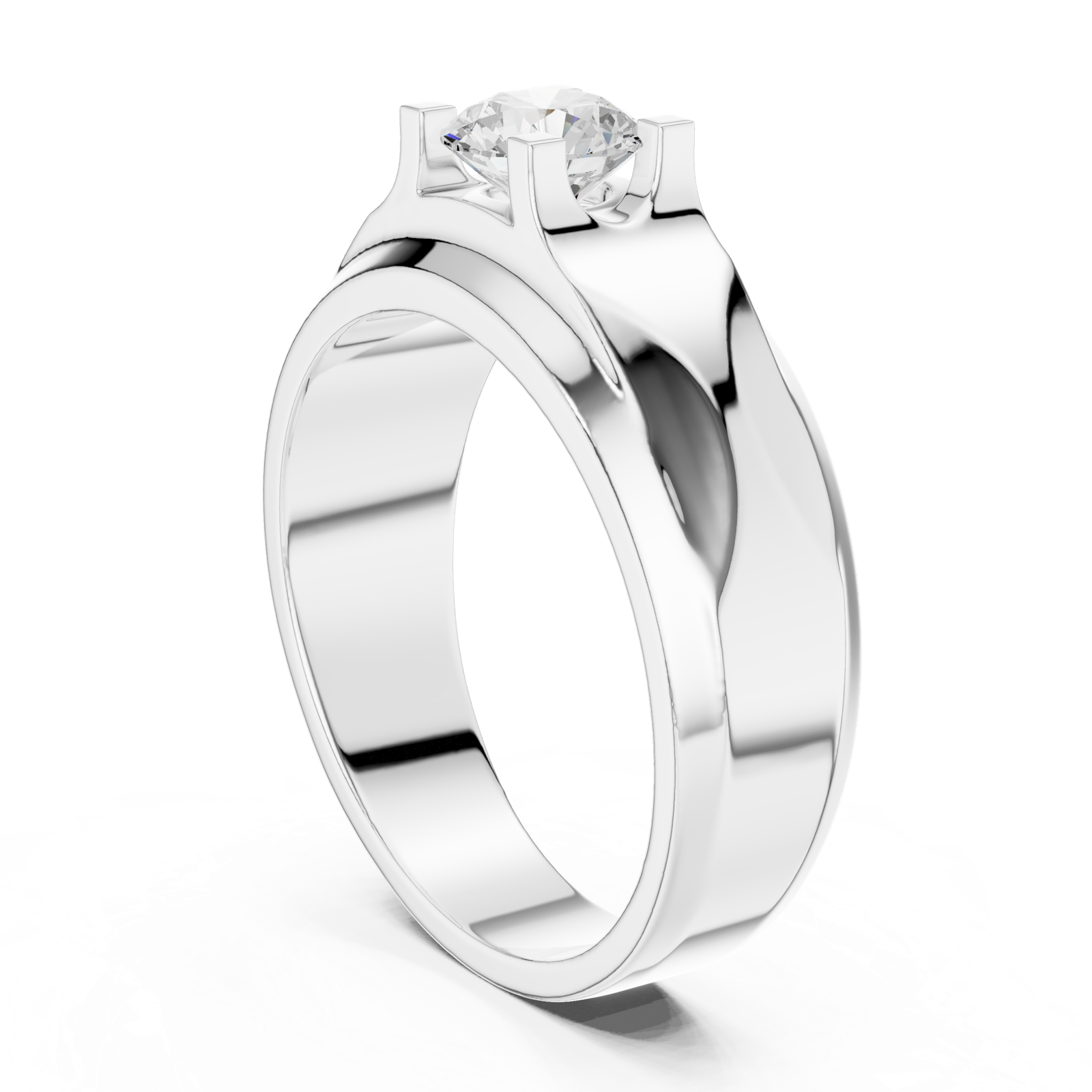 14K Solid Gold Lab Diamond Solitaire Ring, White Gold, view 1