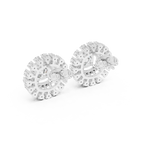 14K Solid Gold Lab Diamond Halo Earrings, White Gold, view 3