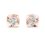 14K Solid Gold Lab Diamond Stud Earrings, Rose Gold