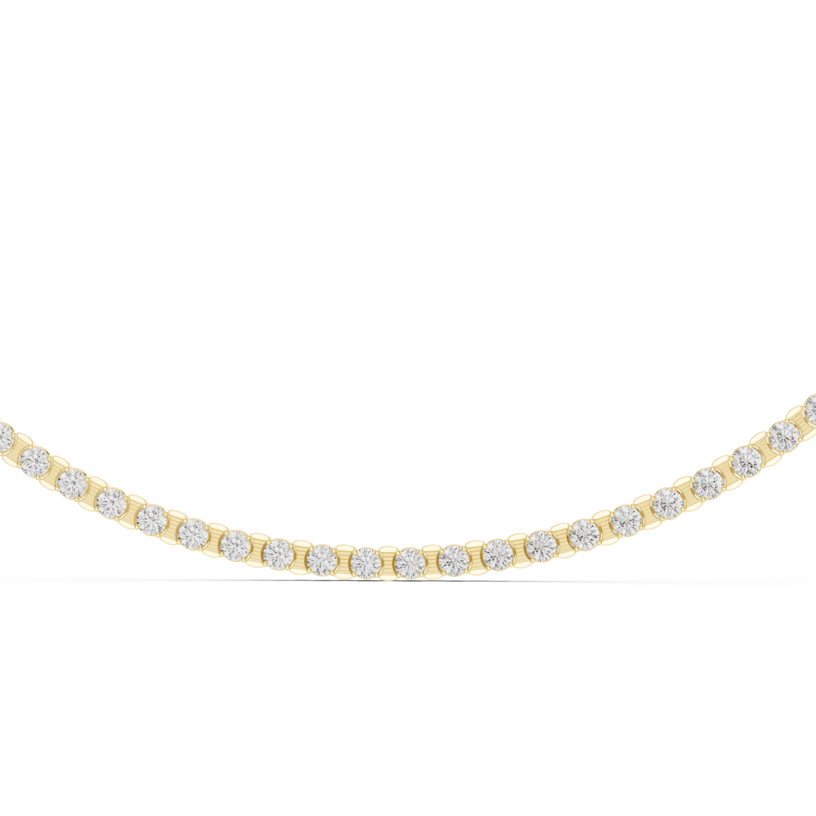 14K Solid Gold Lab Diamond Tennis Necklace, Yellow Gold, view 4