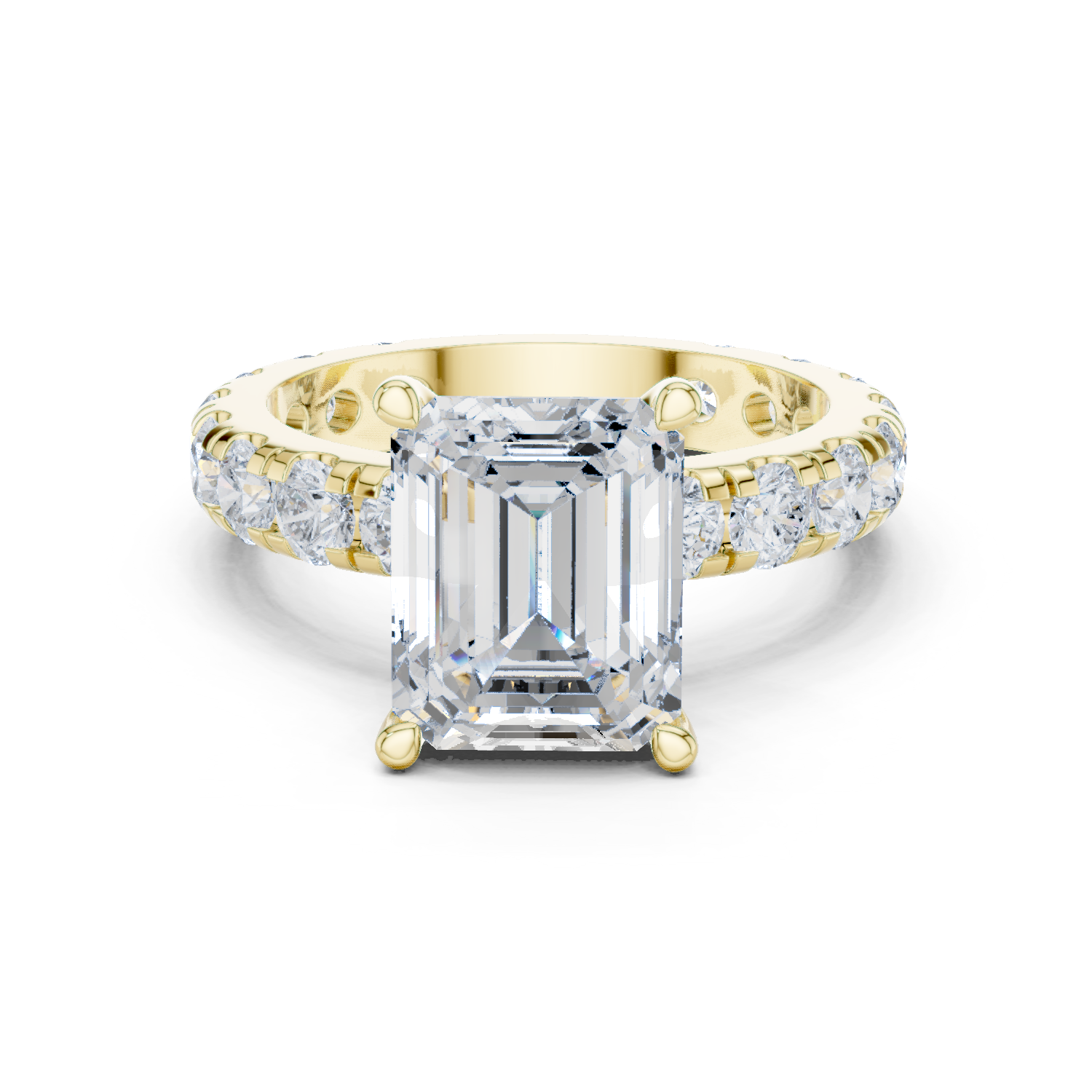 Gold Jewelry, Emerald center stone, Yellow Gold