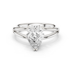 Gold Jewelry L36-7, Pear center stone, White Gold