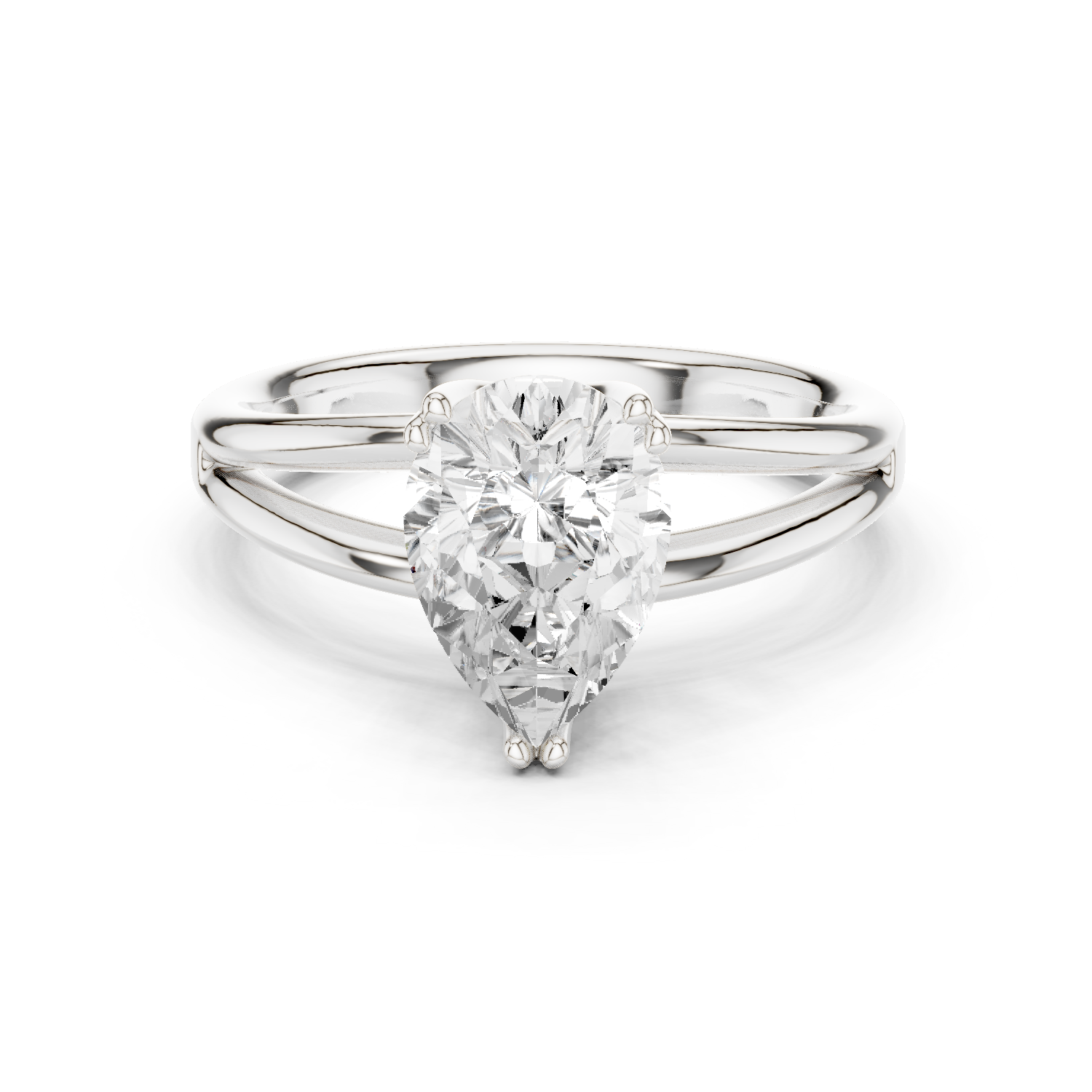 Gold Jewelry L36-7, Pear center stone, White Gold