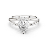 Gold Jewelry L36-7, Pear center stone, White Gold