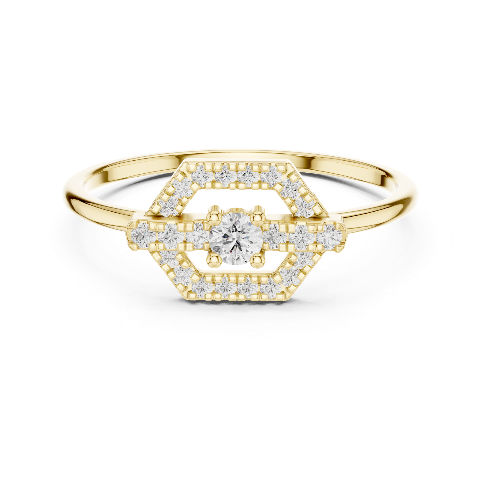 Gold Ring HLR-196, Yellow Gold, view 4