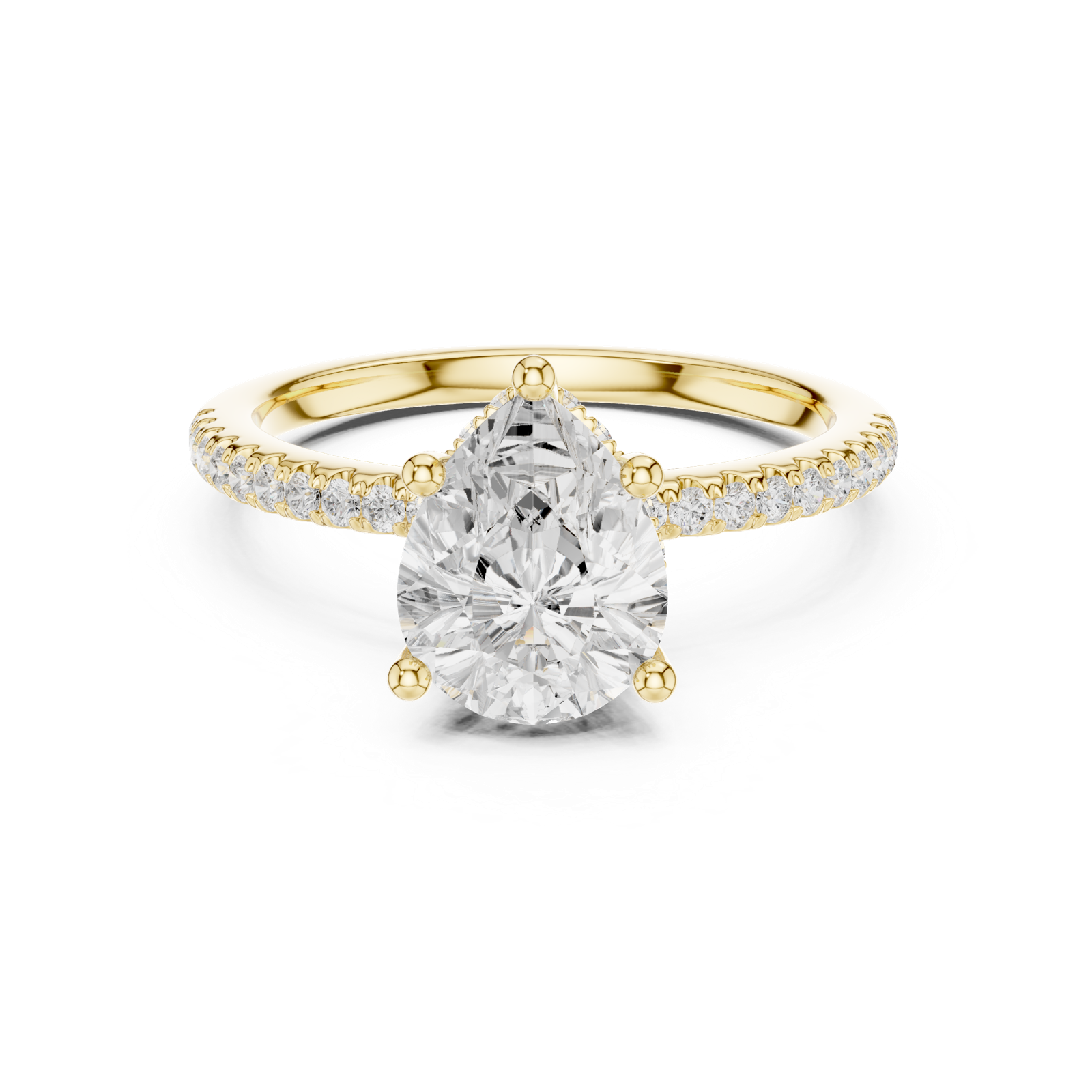 Gold Ring DDLR-177, Pear center stone, Yellow Gold, view 4
