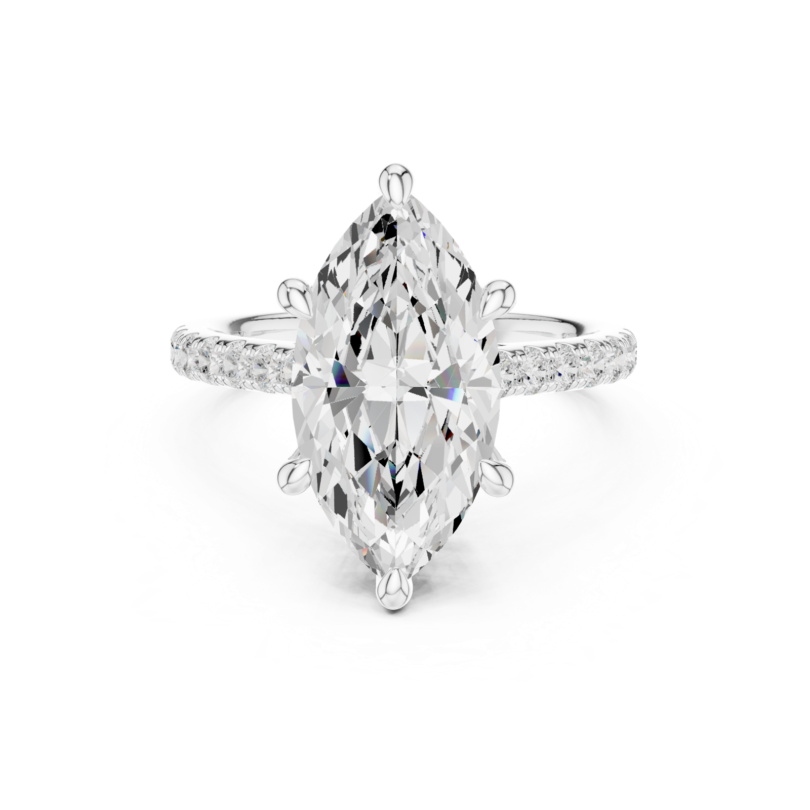 Gold Ring DDLR-250, Marquise center stone, White Gold, view 4