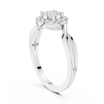 14K Solid Gold Lab Diamond Halo Ring, White Gold, view 1