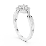 14K Solid Gold Lab Diamond Halo Ring, White Gold, view 1