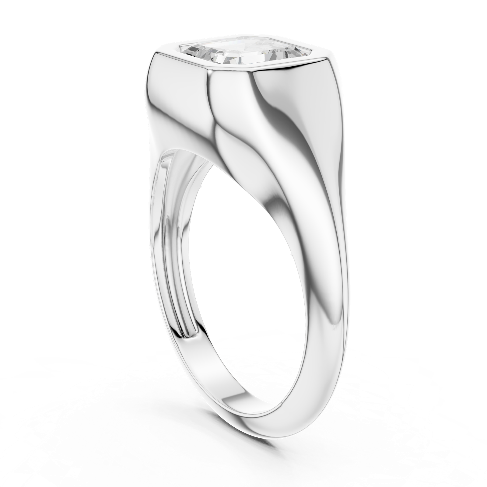 Gold Jewelry L36-4, Asscher center stone, White Gold, view 1