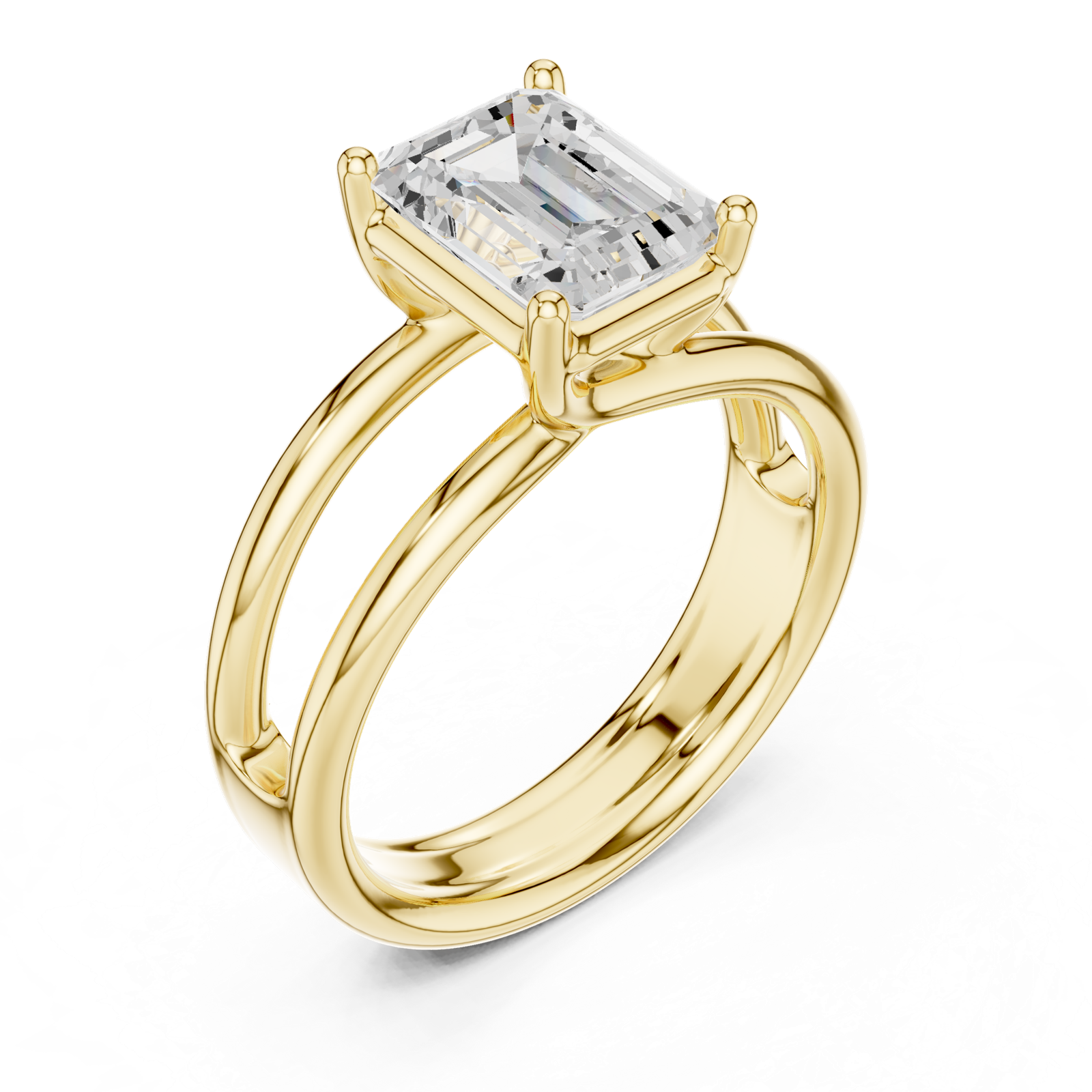 Gold Jewelry L36-9, Emerald center stone, Yellow Gold, view 2