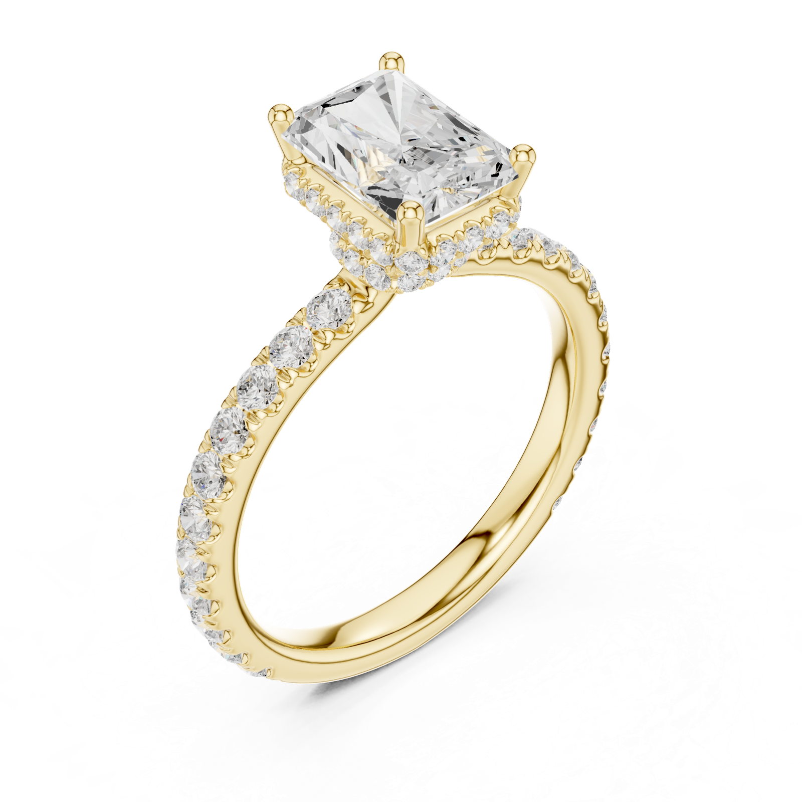 Gold Ring DDLR-165, Radiant center stone, Yellow Gold, view 2