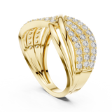 14K Solid Gold Lab Diamond Crossover Ring, Yellow Gold, view 1