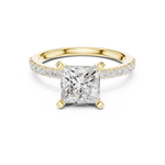 Gold Ring DDLR-040, Princess center stone, Yellow Gold, view 4