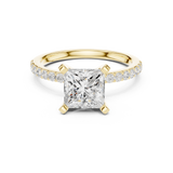Gold Ring DDLR-040, Princess center stone, Yellow Gold, view 4