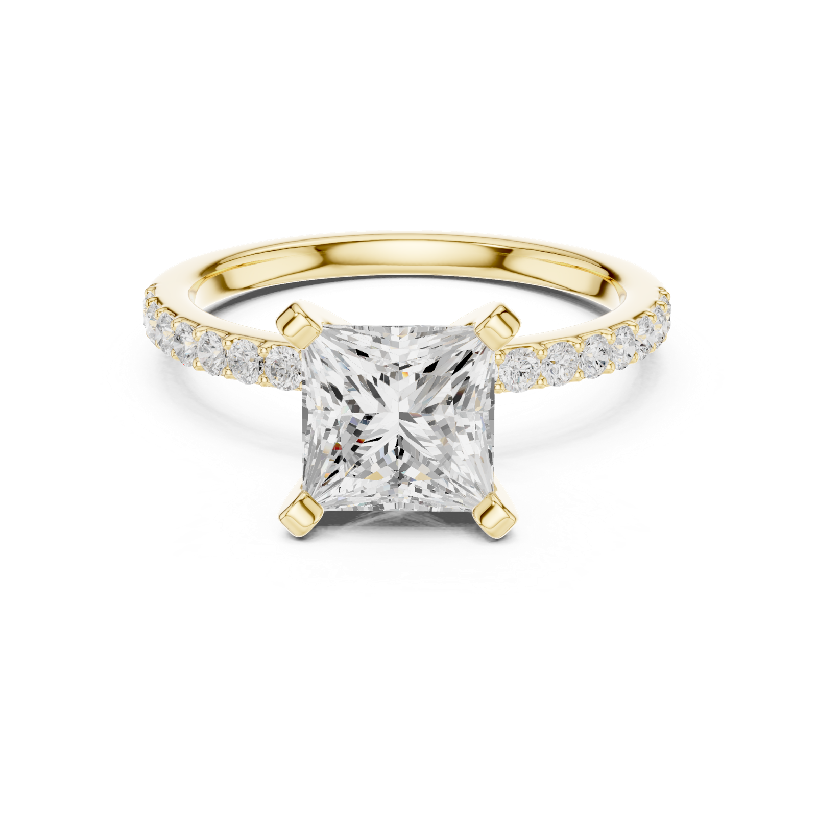 Gold Ring DDLR-040, Princess center stone, Yellow Gold, view 4