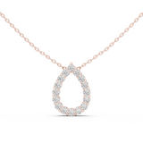 14K Solid Gold Lab Diamond Pendant Necklace, Rose Gold